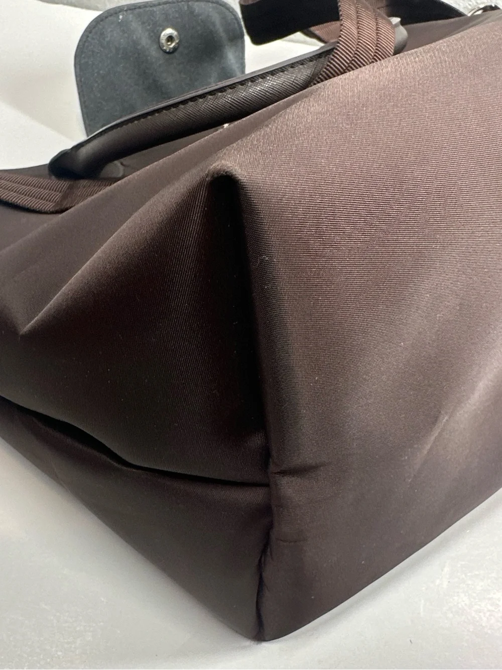 LONGCHAMP Le Pliage Original Dark Brown Tote Silver Hardware